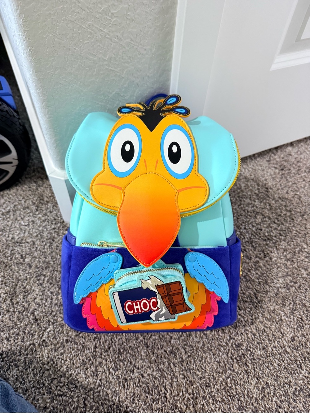 Loungefly Kevin from Up with a chocolate bar backpack
